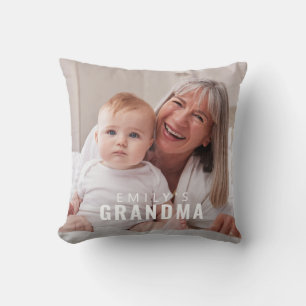 Oma Aandenken Modern Vet Monogram Foto Kussen