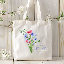 Oma als een Mam Modern Script Waterverf Floral Tote Bag
