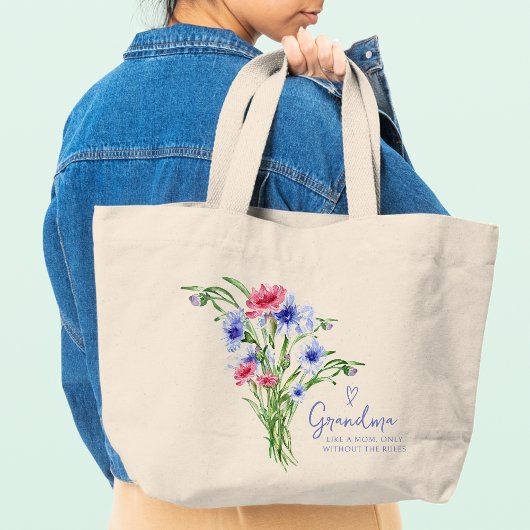 Oma als een Mam Modern Script Waterverf Floral Tote Bag