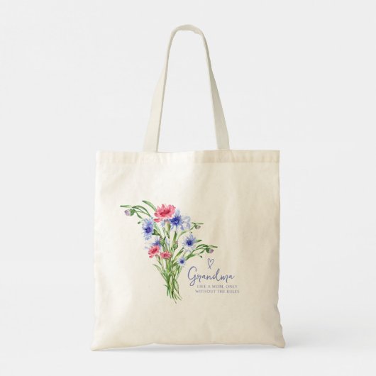 Oma als een Mam Modern Script Waterverf Floral Tote Bag (Achterkant)