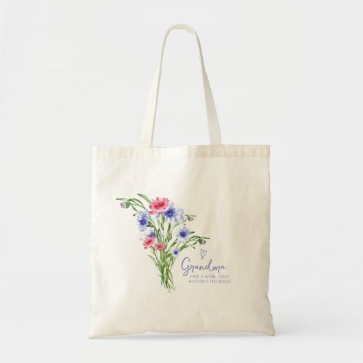Oma als een Mam Modern Script Waterverf Floral Tote Bag (Voorkant)