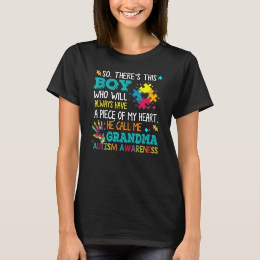 Oma Autism Austistic Boy Piece Mijn He T-shirt (Voorkant)