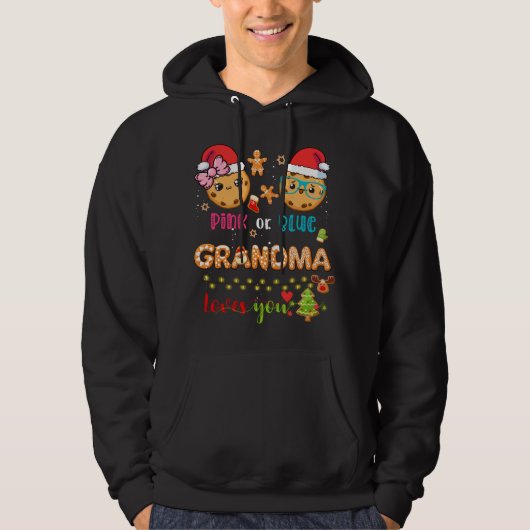 Oma Baby Geslacht Onthullen Kerstmis Gingerbread B Hoodie (Voorkant)