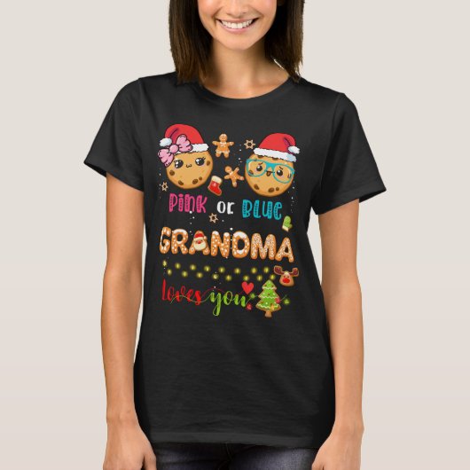 Oma Baby Geslacht Onthullen Kerstmis Gingerbread B T-shirt (Voorkant)