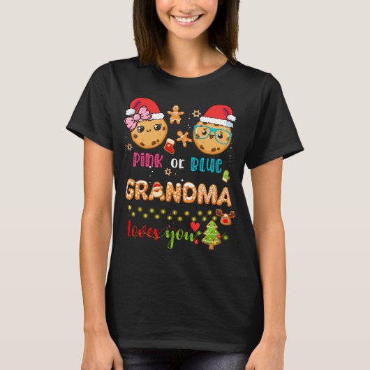 Oma Baby Geslacht Onthullen Kerstmis Gingerbread B T-shirt (Voorkant)