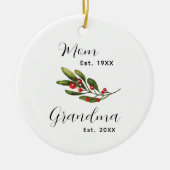Oma Baby's Foto Kerst Keepsake Keramisch Ornament (Voorkant)