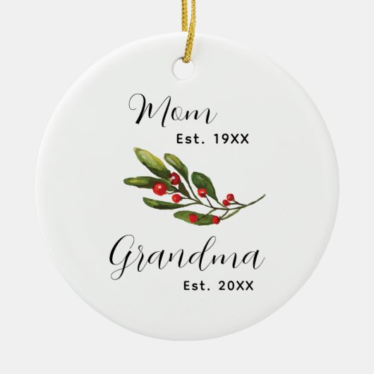 Oma Baby's Foto Kerst Keepsake Keramisch Ornament (Voorkant)