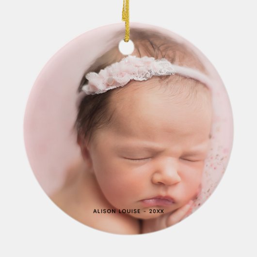Oma Baby's Foto Kerst Keepsake Keramisch Ornament (Achterkant)