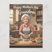  oma bakken Moederdag retro Briefkaart (Voorkant)