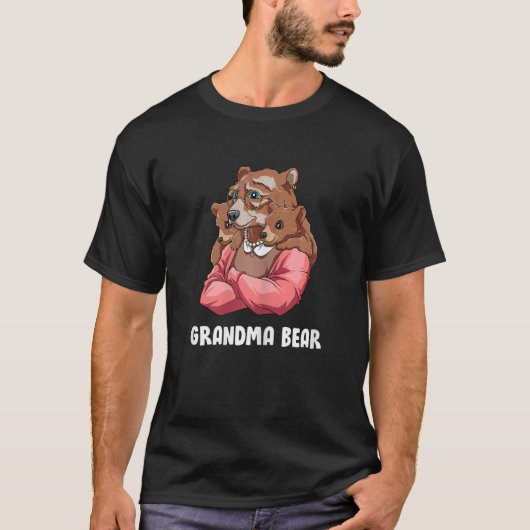Oma Beer Grootmoeder Kleinkind Twins Baby's T-shirt (Voorkant)