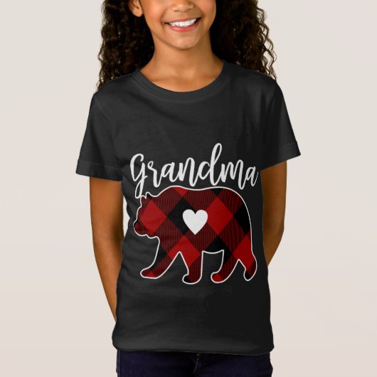 Oma Beer Kerst Buffel geruite decoratie T-shirt (Voorkant)