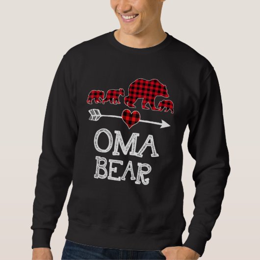 Oma Beer Kerstmis Pajama Red Pset Buffalo Trui (Voorkant)