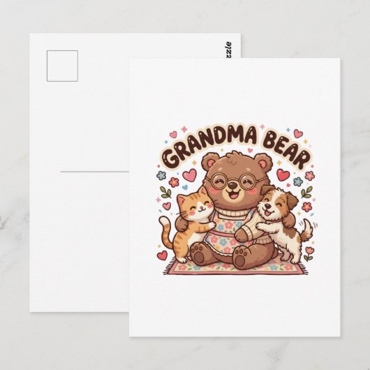 Oma Beer Knuffel Briefkaart (Voorkant / Achterkant)