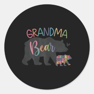 Oma Beer Liefde Ondersteuning Autisme Bewustzijn B Ronde Sticker