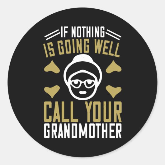 Oma - Bel je oma Ronde Sticker (Voorkant)