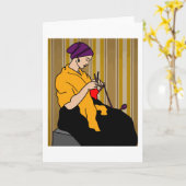 Oma bij de breihobby haken kaart (Gele Bloem)