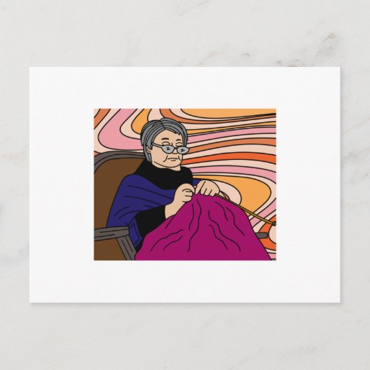 Oma bij de katting-hobby-kruising briefkaart (Voorkant)