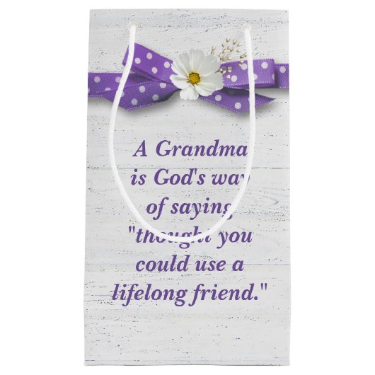 Oma Birthday met Polka Dot Ribbon Klein Cadeauzakje (Voorkant)