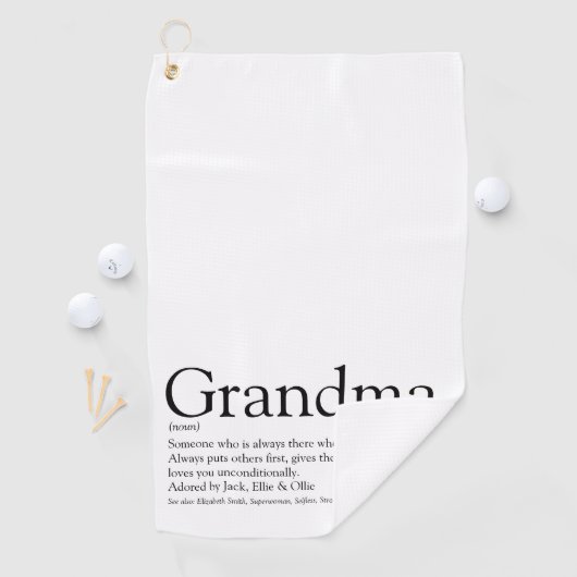 Oma Black and White Modern Fun Grandma Golfhanddoek (Insitu)