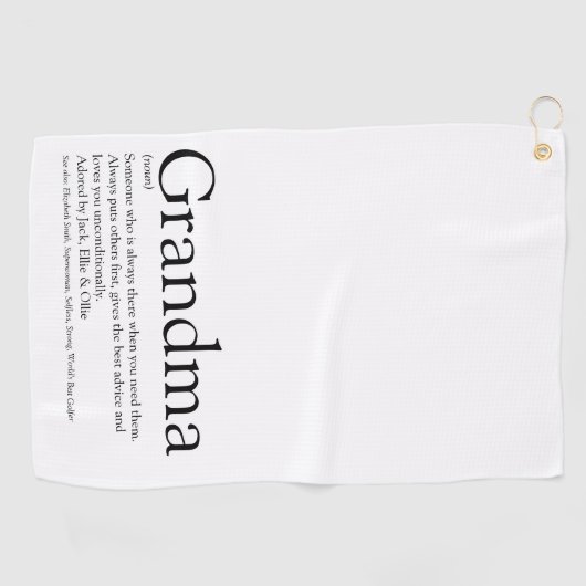 Oma Black and White Modern Fun Grandma Golfhanddoek (Horizontaal)