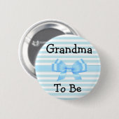 Oma: blauwe en witte baby shower knop ronde button 5,7 cm (Voorkant /achterkant)