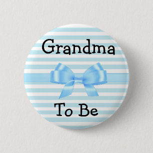 Oma: blauwe en witte baby shower knop ronde button 5,7 cm