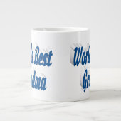 Oma blauwe halve typografie Moederdag Grote Koffiekop (Voorkant)