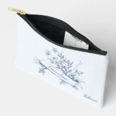 Oma Blauwe Toile Bloem Make-uptas Etui (Open)