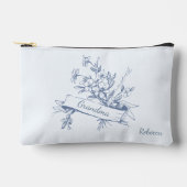 Oma Blauwe Toile Bloem Make-uptas Etui (Voorkant)
