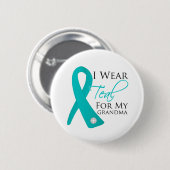 Oma - Blauwgroen Ovariumkanker in Ribbon Ronde Button 5,7 Cm (Voorkant /achterkant)