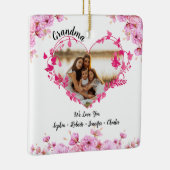 Oma bloem hart | Kleinkinderen Namen & Foto Keramisch Ornament (Rechts)