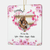 Oma bloem hart | Kleinkinderen Namen & Foto Keramisch Ornament (Links)