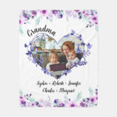 Oma bloem hart met kleinkinderen namen & foto fleece deken (Voorkant)