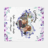 Oma bloem hart met kleinkinderen namen & foto fleece deken (Voorkant (Horizontaal))
