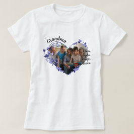 Oma bloem hart met kleinkinderen namen & foto t-shirt