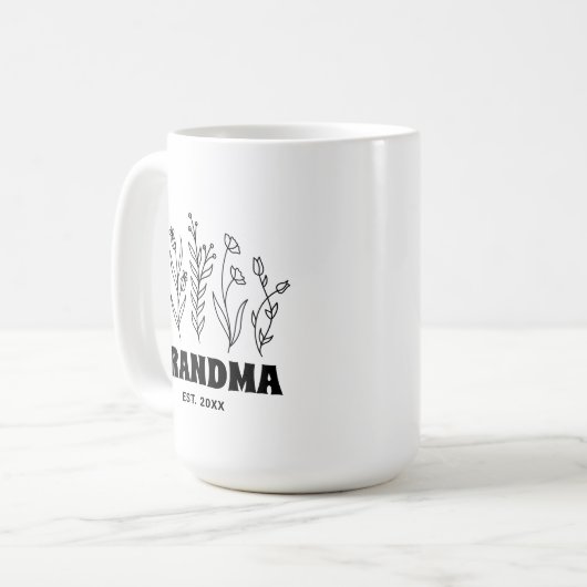 Oma  Bloemen Eenvoudige Bloem Doodle Custom Koffiemok (Voorkant links)