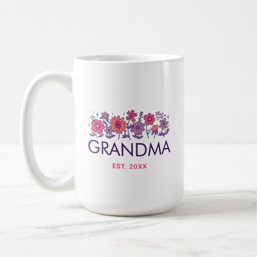 Oma  Bloemen Groovy Retro Custom Flower Koffiemok (Links)