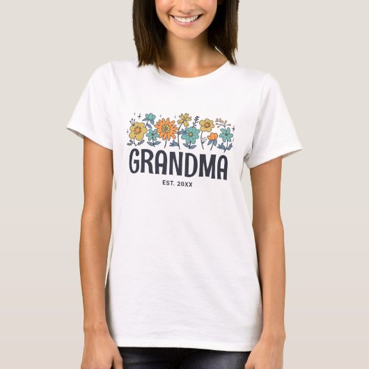 Oma  Bloemen Schattige Groovy Flower Custom T-shirt (Voorkant)