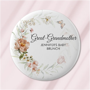 Oma Blush Roze Bloemen Baby Shower/Brunch Ronde Button 5,7 Cm