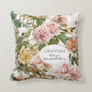 Oma Blush Roze Rose Floral Elegant Moederdag Kussen