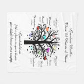 Oma Boom (hart), Zwart/wit 8 Namen en Data Fleece Deken (Voorkant (Horizontaal))