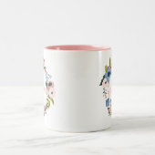 Oma Brush Script Typografische Bloemenkrans Tweekleurige Koffiemok (Center)