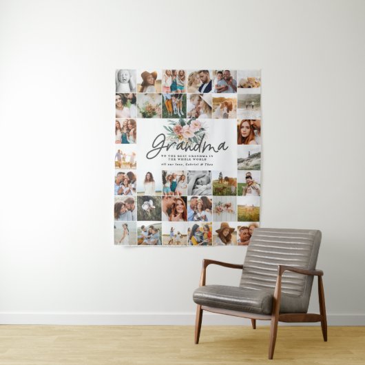 Oma cadeau multi foto mooie bloemstuk  wandkleed (In situ)