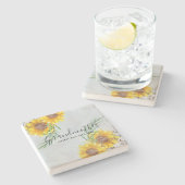 OMA-cadeaus - Gepersonaliseerd Thema Zonnebloem Stenen Onderzetter (Zijkant)