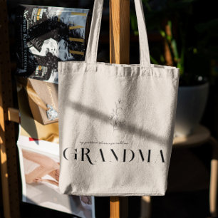 Oma Chic Boho Lettertype & Bloemmotief Tote Bag