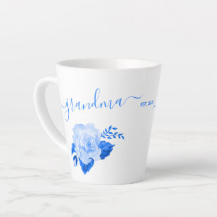 Oma China Blau Aquarel Roos Latte Mok