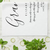 Oma Citaat Elegante Script Zwart en Wit Theedoek (Gevouwen)