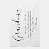 Oma Citaat Elegante Script Zwart en Wit Theedoek (Verticaal)