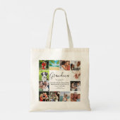 Oma citaat modern script 12 foto collage tote bag (Achterkant)