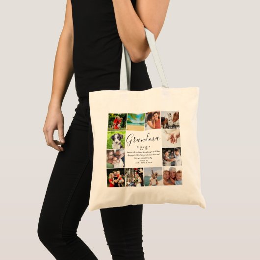 Oma Citaat Modern Script 12 Fotocollage Tote Bag (Voorkant (product))